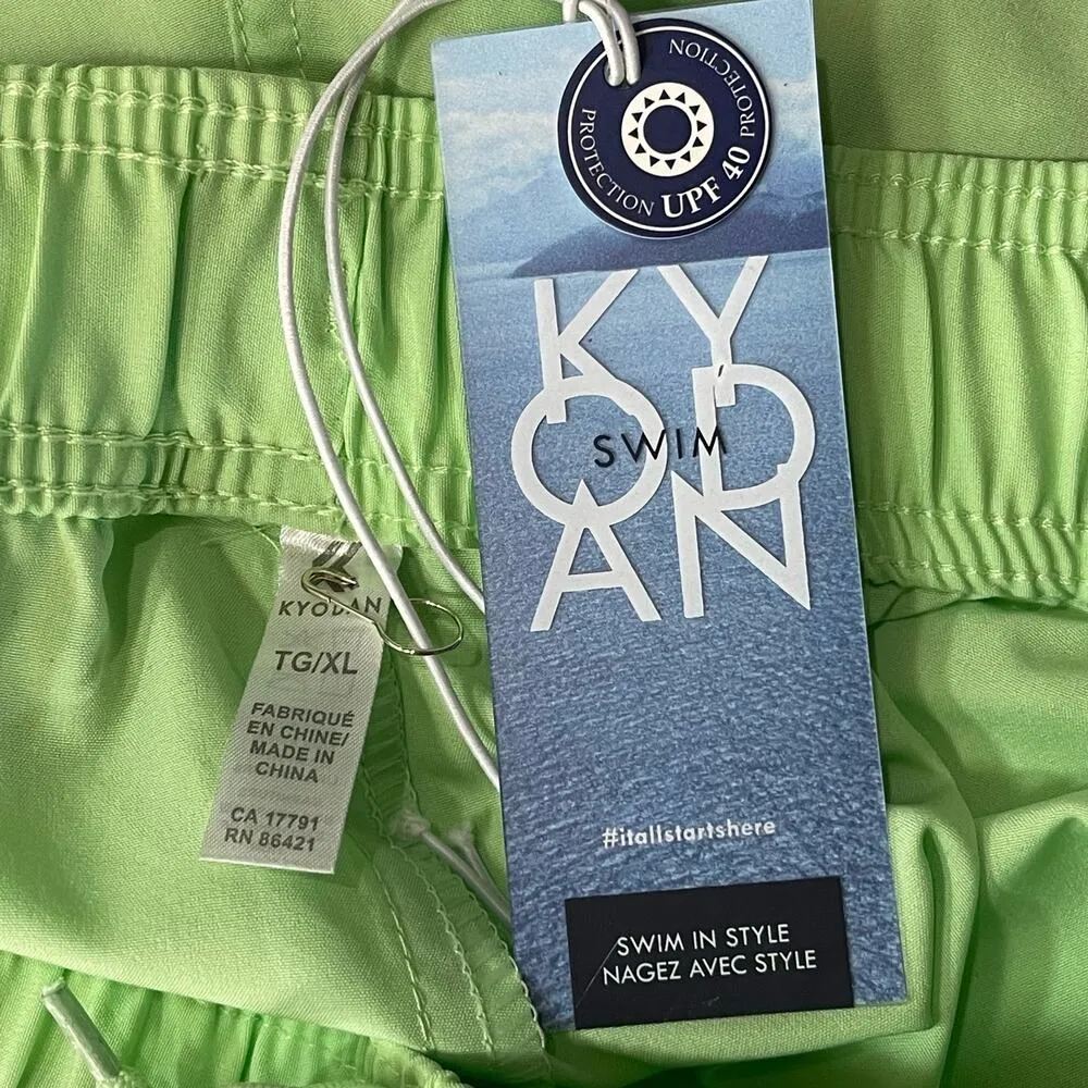 Kyodan Swim X-Large Board Shorts UPF 40 Quick Dry Elastic Waist Drawstring Green - Image 4