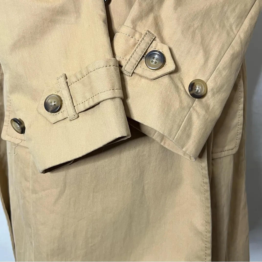 J.Crew Icon Trench Coat Petite Size 0 Khaki Belted Classic Double Breasted - Image 8
