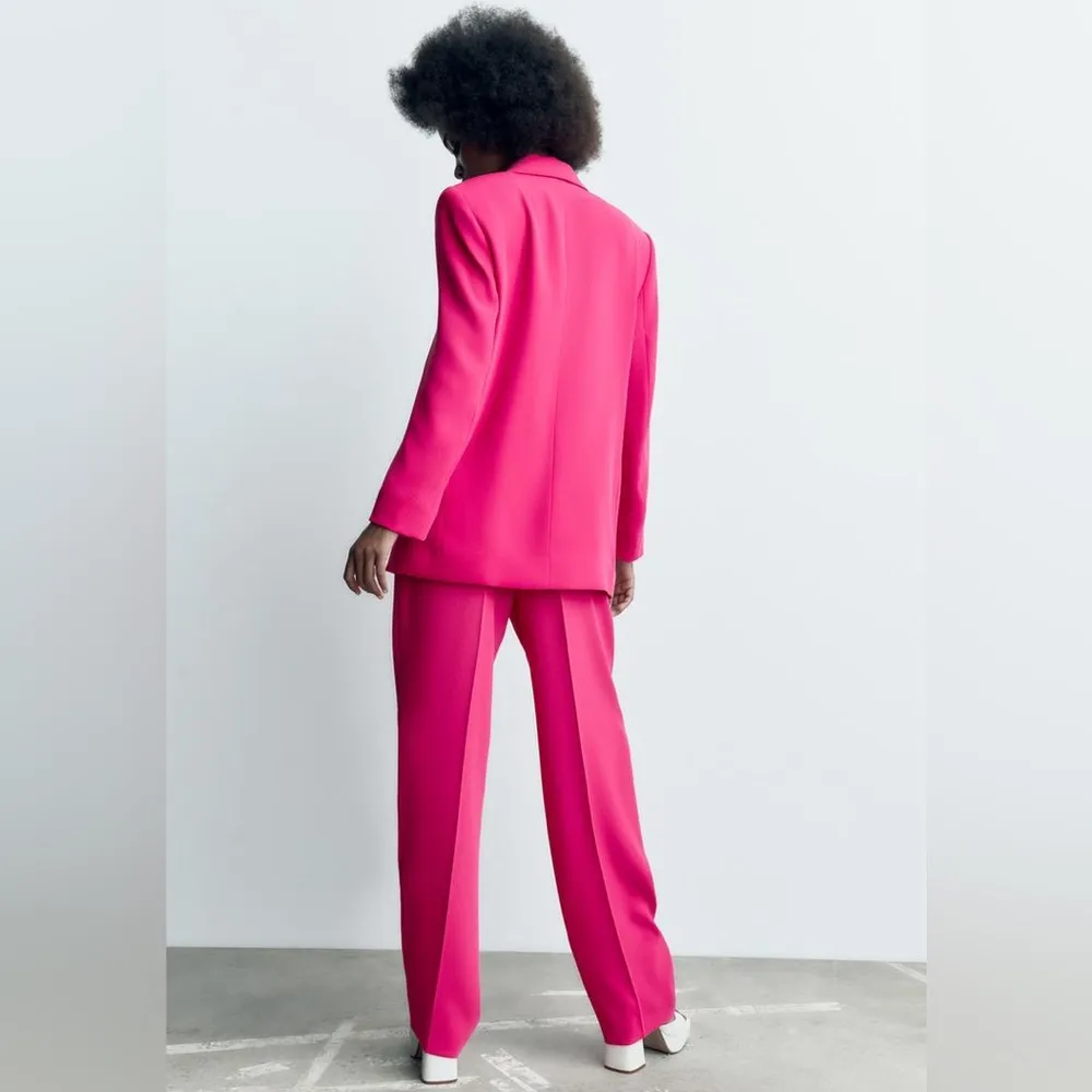 Zara OVERSIZED BLAZER 2 Button Closure Flap Pockets Pink Size S NEW - Image 7