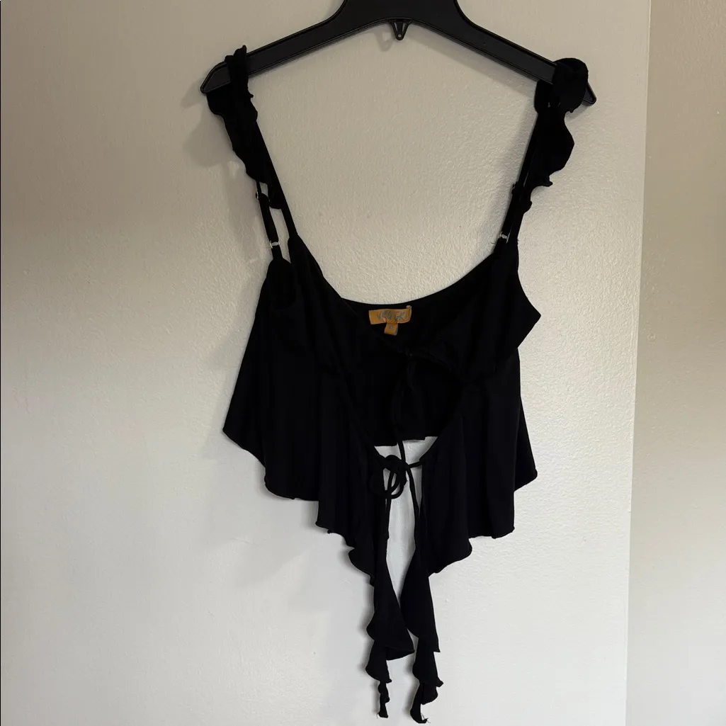 VRG Girl Black Ruffle Tank Top Size 10 - Image 2