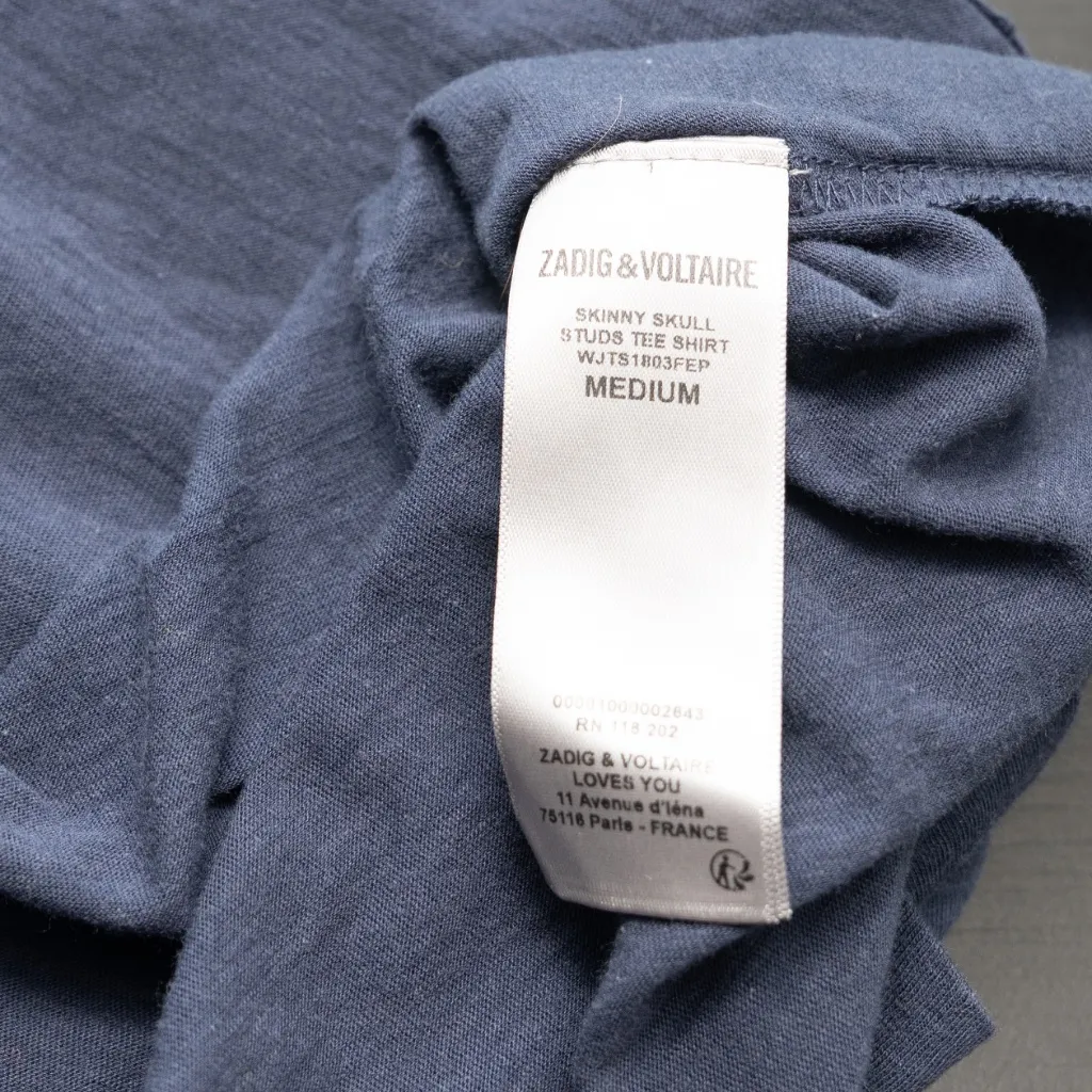 Zadig & Voltaire -   Skull Cotton & Modal T-shirt - Navy - Image 3