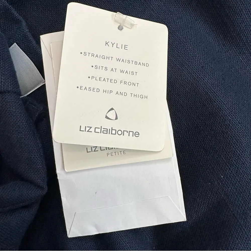 NWT Liz Claiborne Linen Blend Kylie Navy Blue Wrinkle Free Pants - Image 12