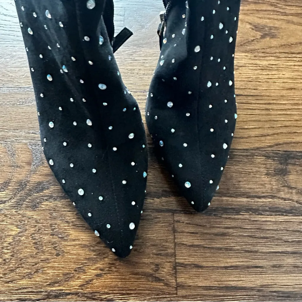 Leith Macee black rhinestone Elegant Studded Ankle Booties Size 8 - Image 12
