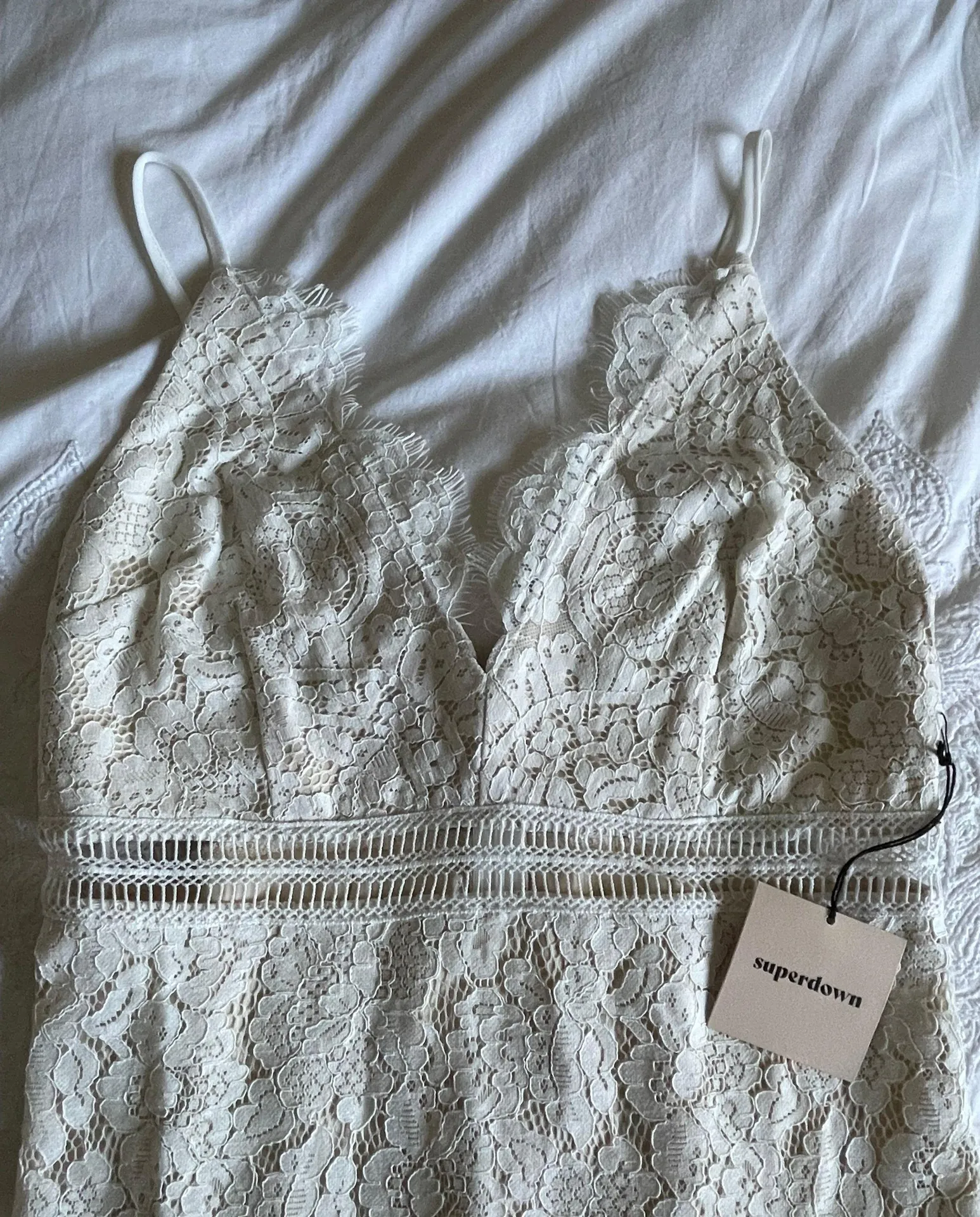 Remi White Lace Mini Dress - Image 3