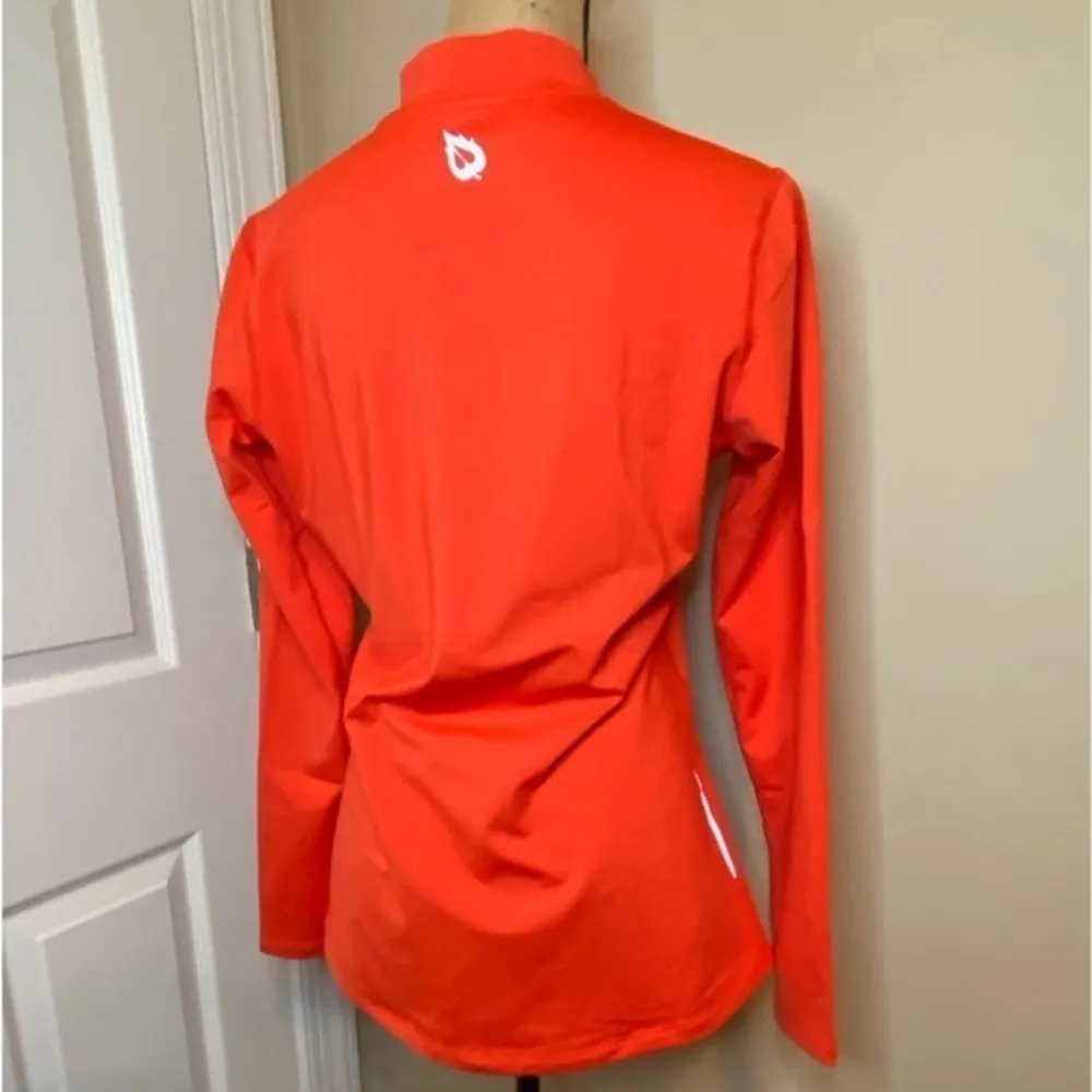 Baleaf  Women's Basic Compression Mock-Neck Long Sleeved Orange Shirt Size Large - Image 5