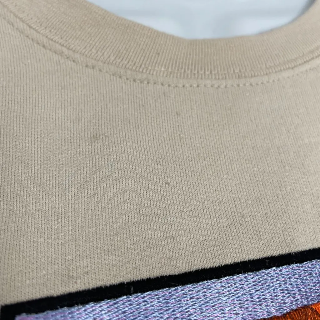 Crop Top Sweatshirt Embroidered Scene Mountains Lake Boat DIY FLAWS Long Sleeves - Image 8