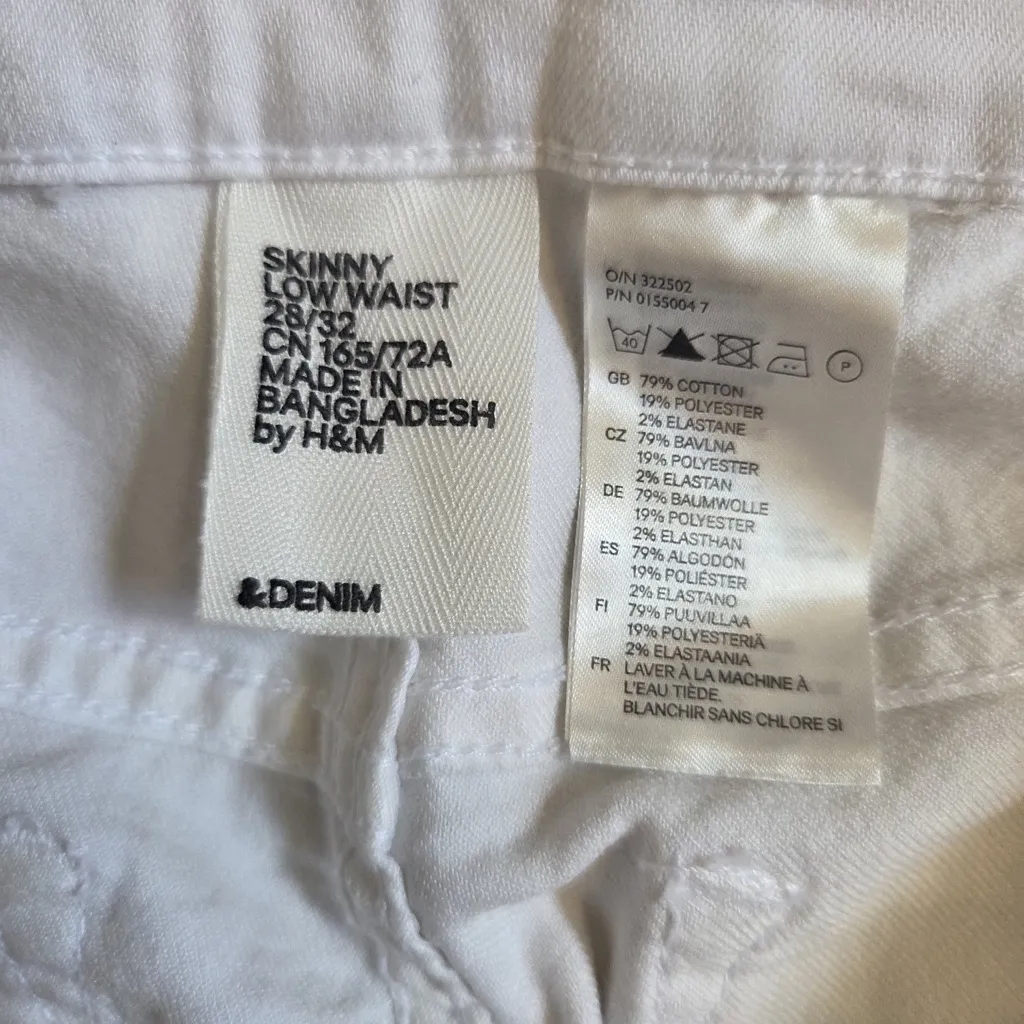 H&M Denim Low Waist Skinny Jeans - White - Image 4