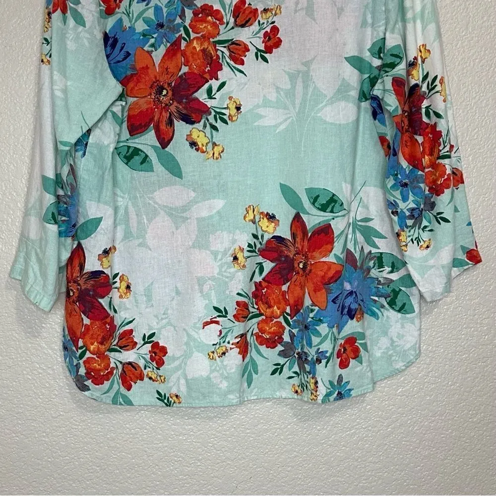 Van Heusen Linen Blend Floral 3/4 Sleeves Top - Image 7