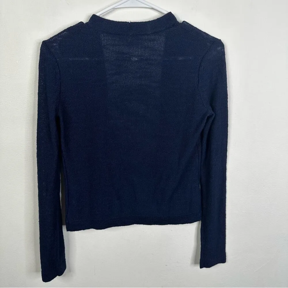 Lilly Pulitzer Navy Blue Moore Cardigan Open Front Knit Long Sleeve Size XS - Image 6