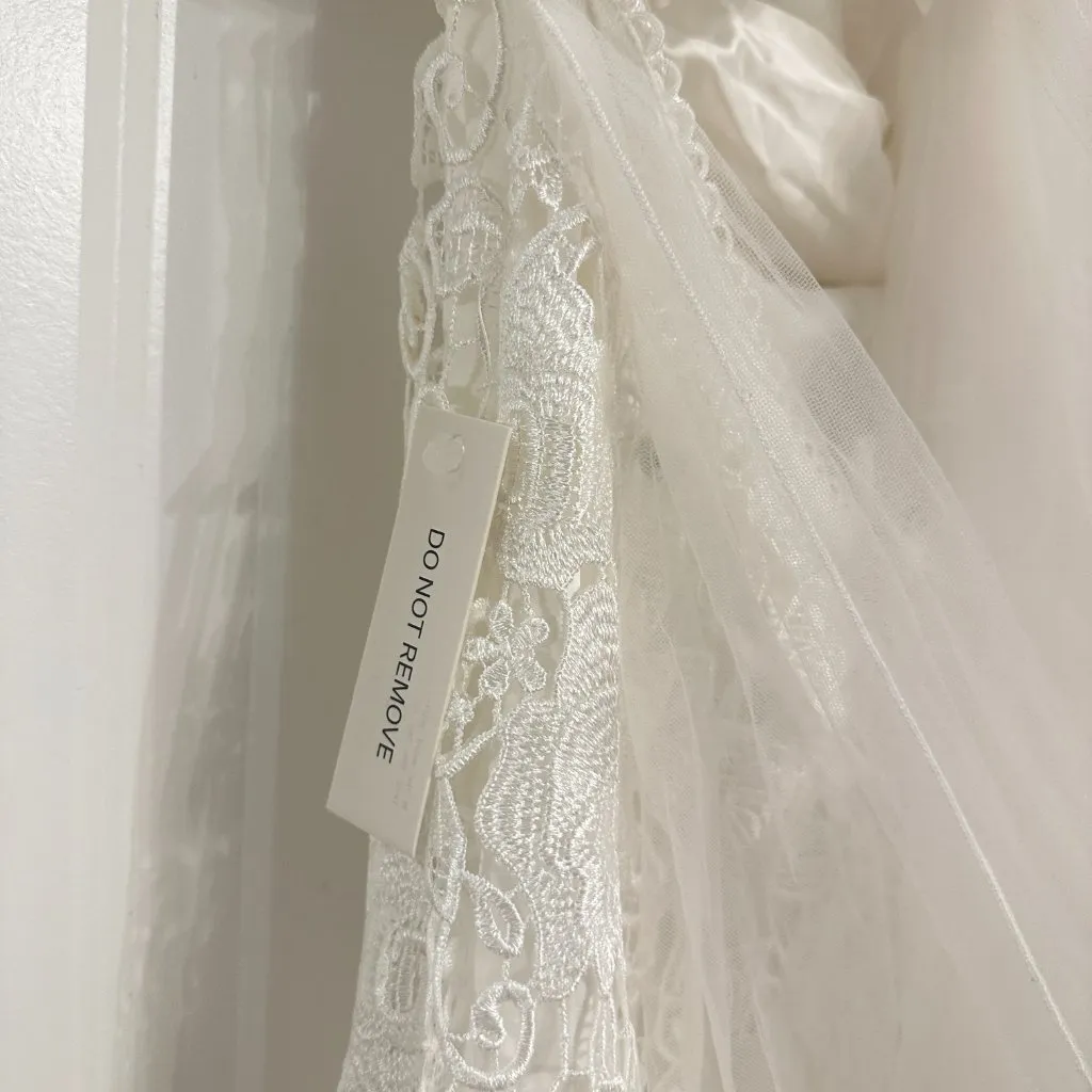 FOR LOVE & LEMONS Lace Mini Dress with Tulle Overlay in White Size Small NWT - Image 10