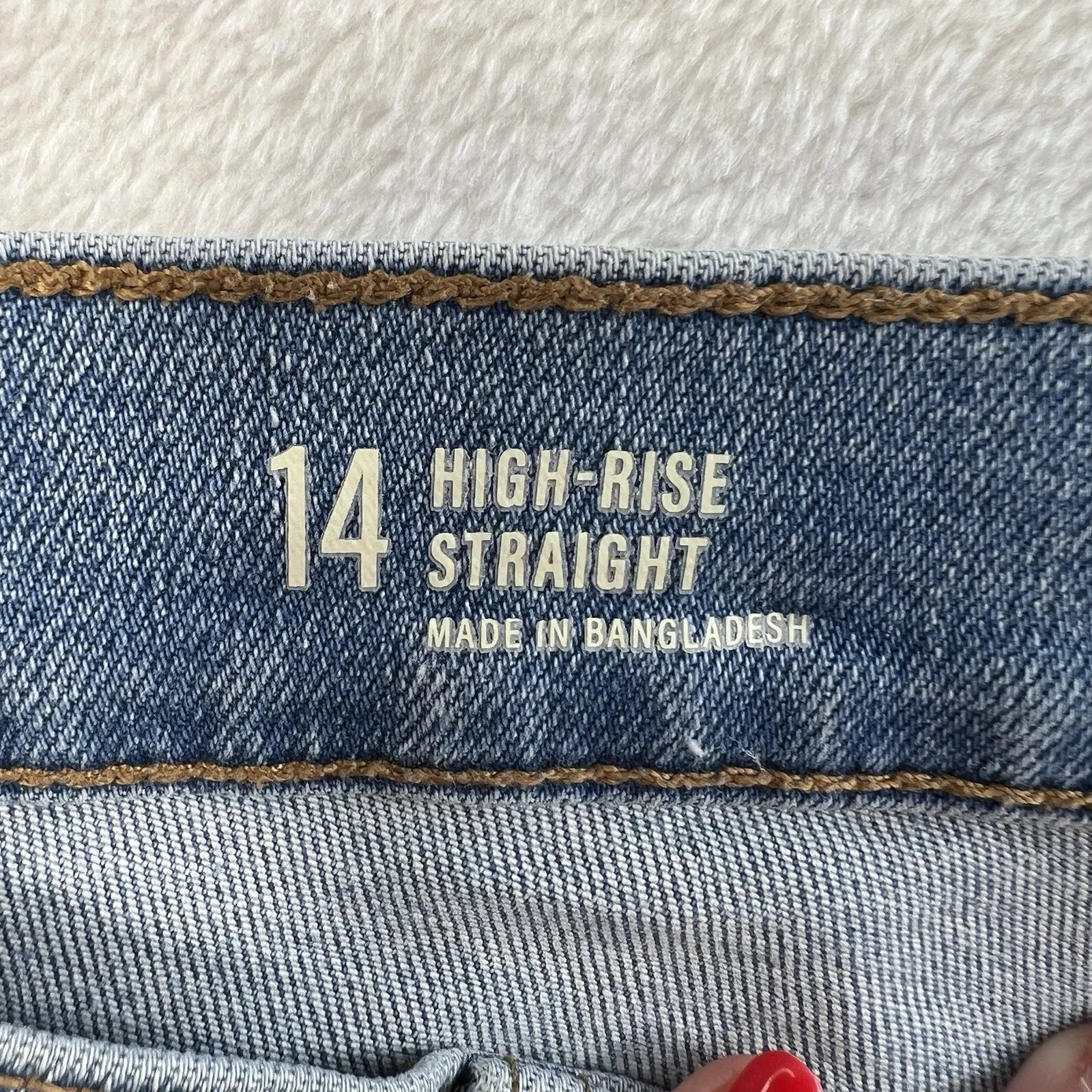 a.n.a. A New Approach Sz 14 High Rise Straight Jeans Bling Rhinestone Embellish Blue - Image 8