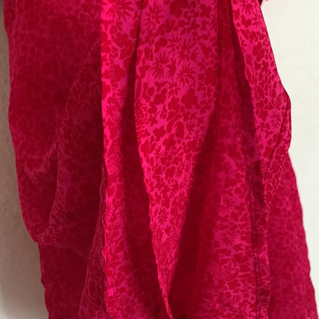 HATCH Red and Magenta Floral Blouse Size 1 (2 - Image 10