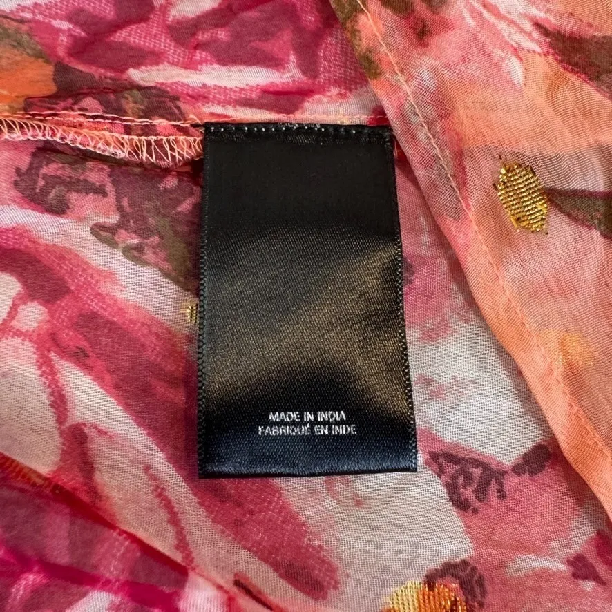 Vintage Y2K Express Sheer Kimono Robe Womens Small Pink Floral Romantic Fairy - Image 13