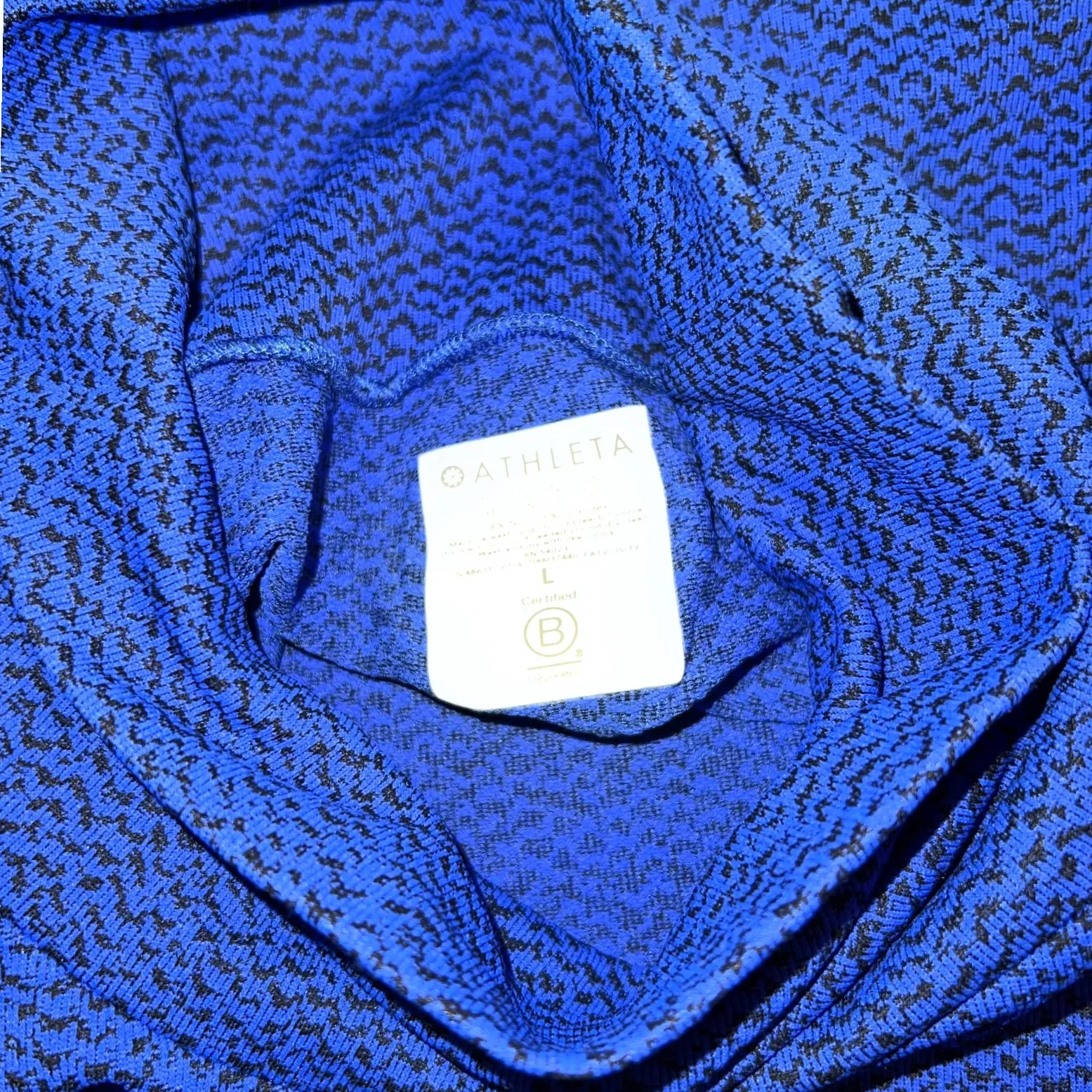 Athleta Turtleneck Top Long Sleeve Textured Blue Pullover‎ Size L - Image 5