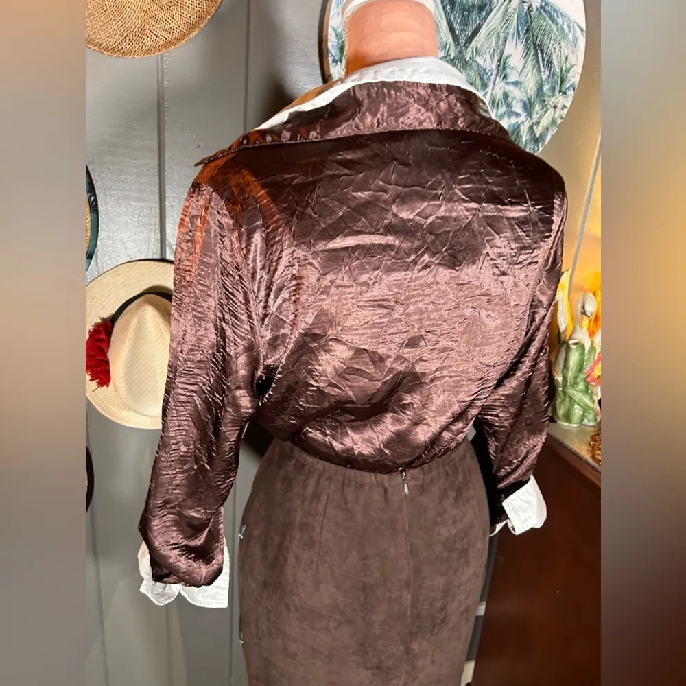 Y2K Faux Crushed Silk Chocolate Large Brown - Image 4