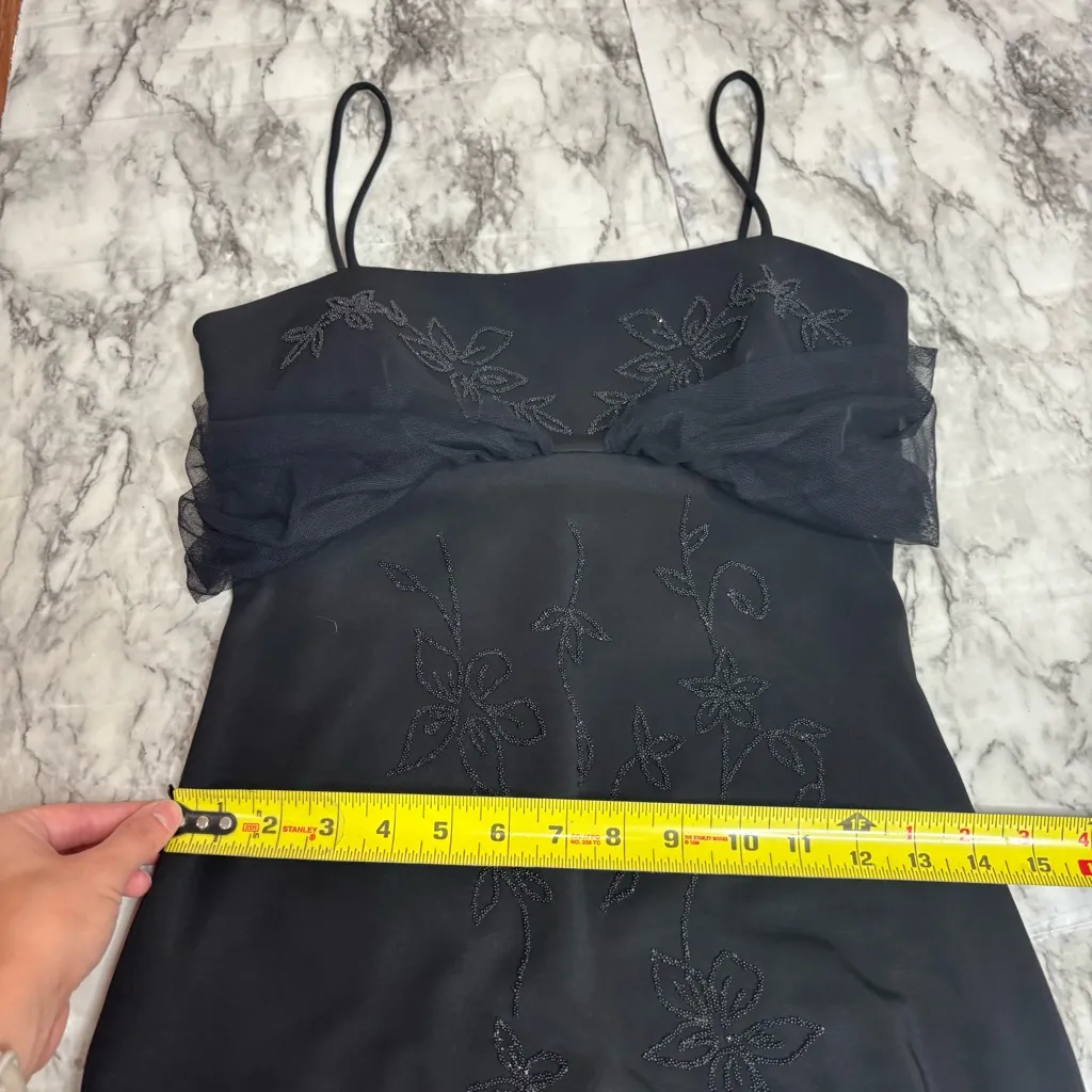 Betsy & Adam Vintage Y2K 90s Black Beaded floral Gown Dress size 6 Classic - Image 7
