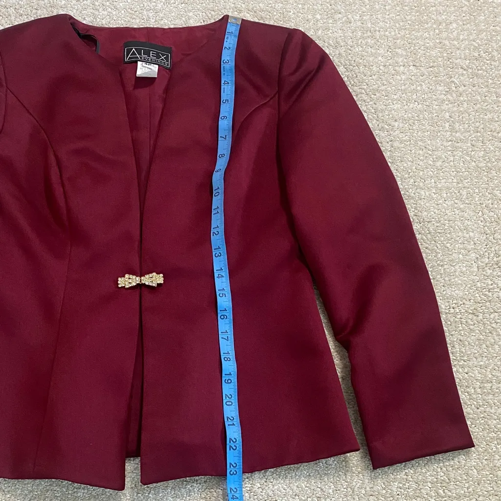 Alex Evenings Women's Deep Red Blazer Size 4 - Image 8