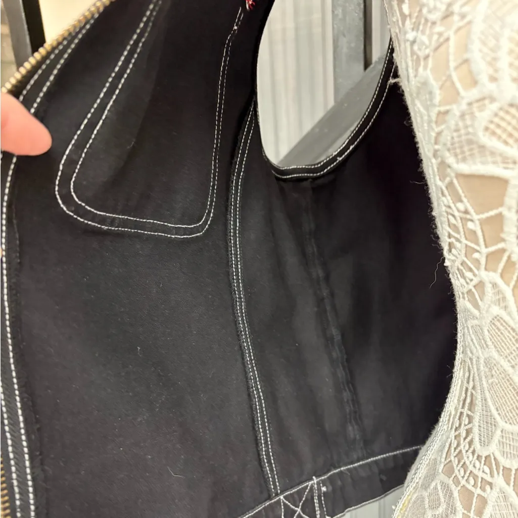 Carole Little Sport Black Zip Vest XL Star Moon Western Denim Style Vintage - Image 11