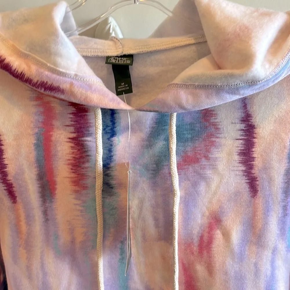 Comfy Cropped Hoodie Water Color Sweatshirt Womens Medium New - Image 12