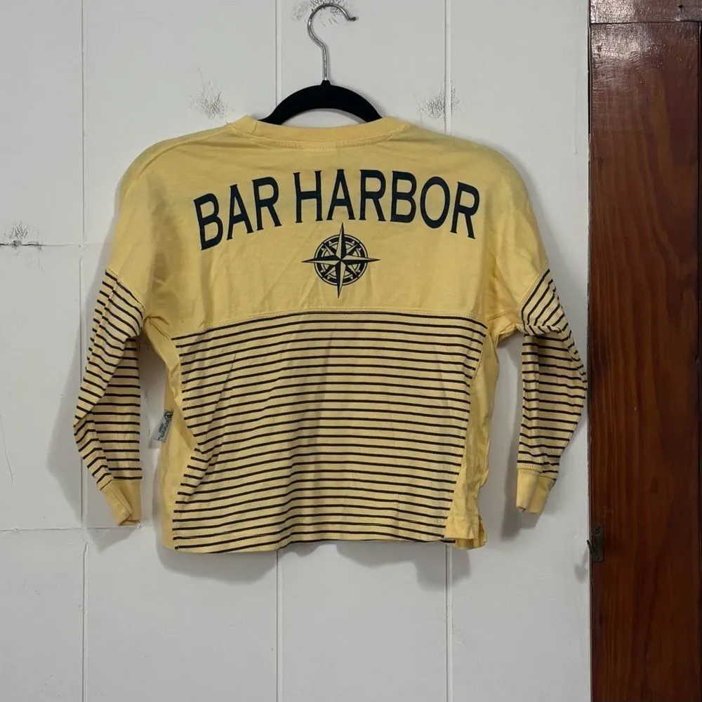 Bay Harbor Michigan Yellow Navy Striped Nautical Crop Top Size Small - Image 4
