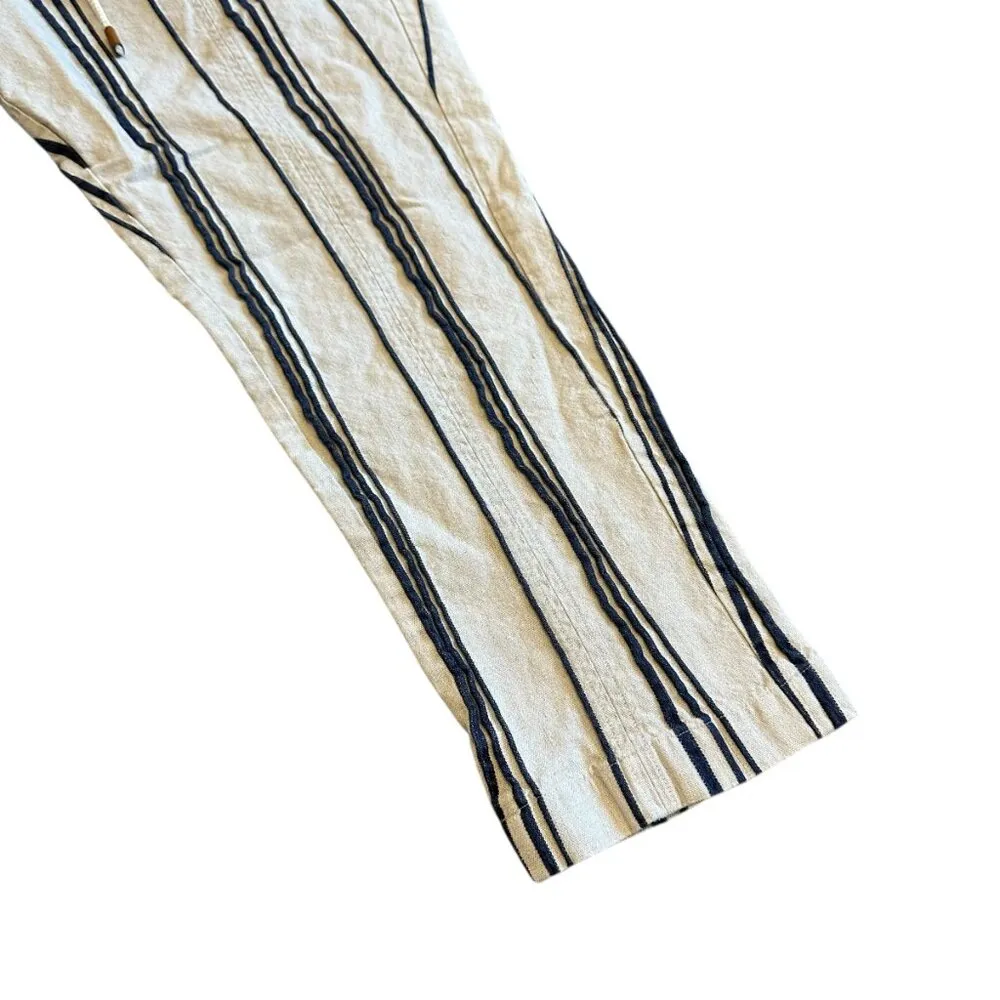 Soft Surroundings Bartley Linen Cotton Blend Pants Cropped Stripe Size Large - Image 5