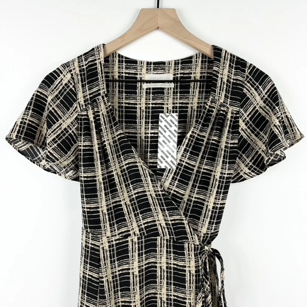 Urban Outfitters Daphne Plaid Wrap Dress Black/Beige Sz S MWT - Image 11
