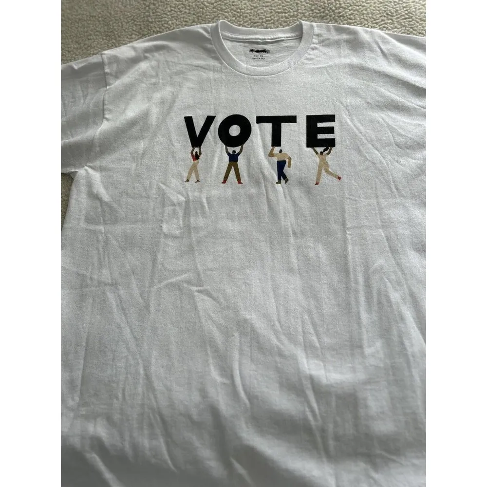 Madewell Vote Graphic Unisex Tee Shirt in Lighthouse White Size S - Image 4