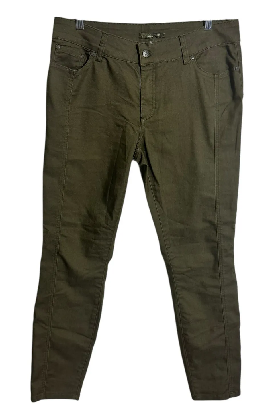 Prana Carlotta Crop Jean Pant Women 12 Green Organic Cotton Slim Skinny Minimal - Image 1