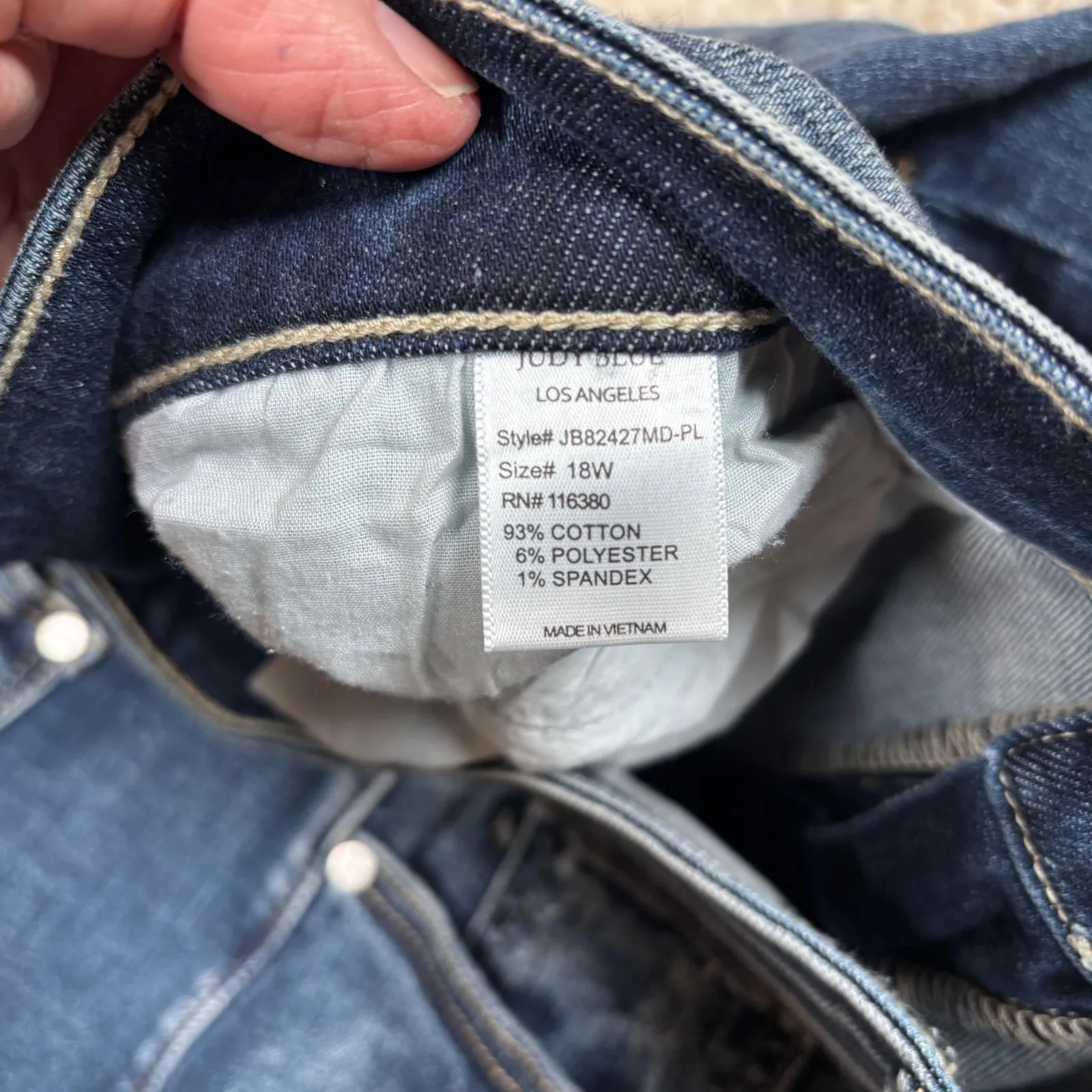 Judy Blue Boyfriend Fit Distressed Dark Wash Denim Jeans Women's 18W - Image 9