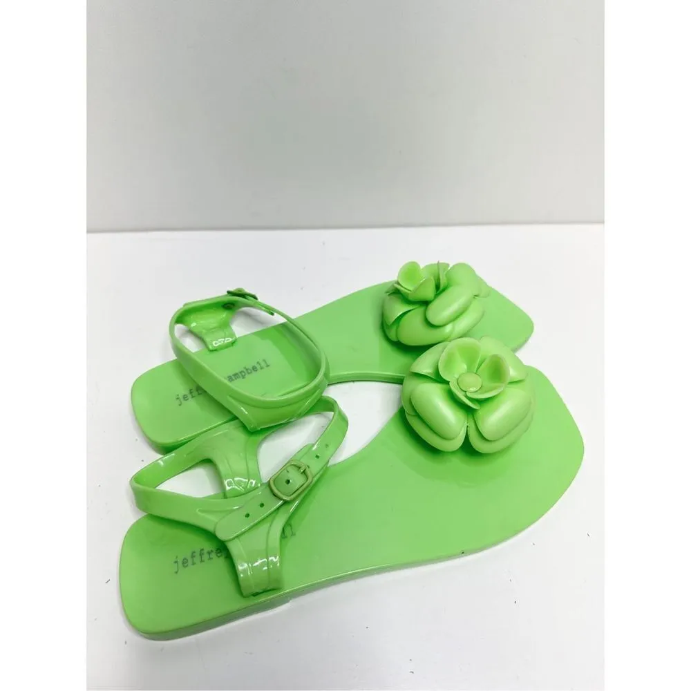Jeffrey Campbell Jelly Sandals Womens Size 8 FLEURISSE Green Open Toe Floral‎ - Image 7