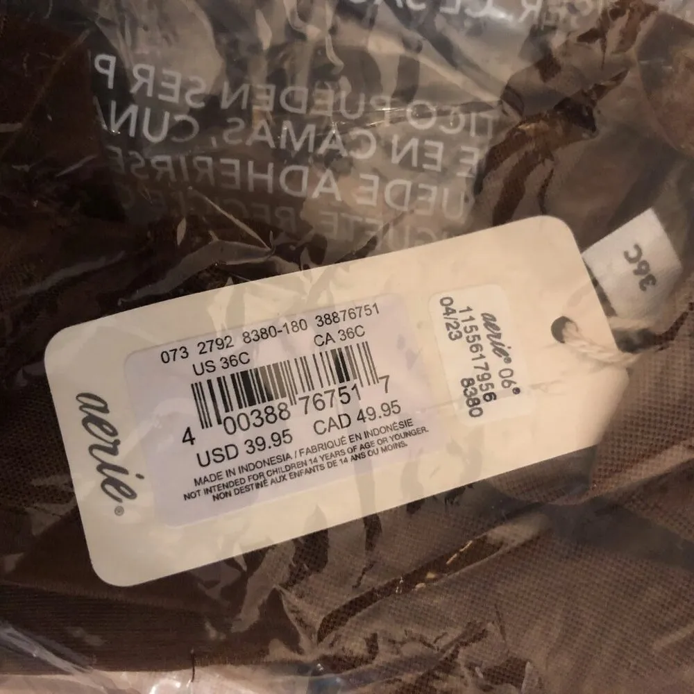 Smoothez by Aerie Bra Balconette Sheer Mesh Unlined Underwire Brown 36C - Image 4