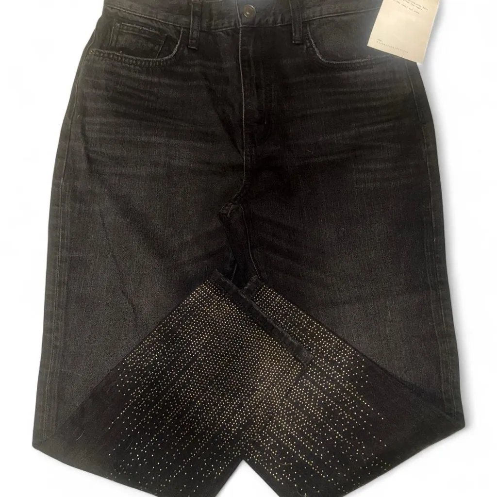 Current/Elliott The Vintage Cropped Slim Black Jeans in Belmont Studded 28 - Image 2