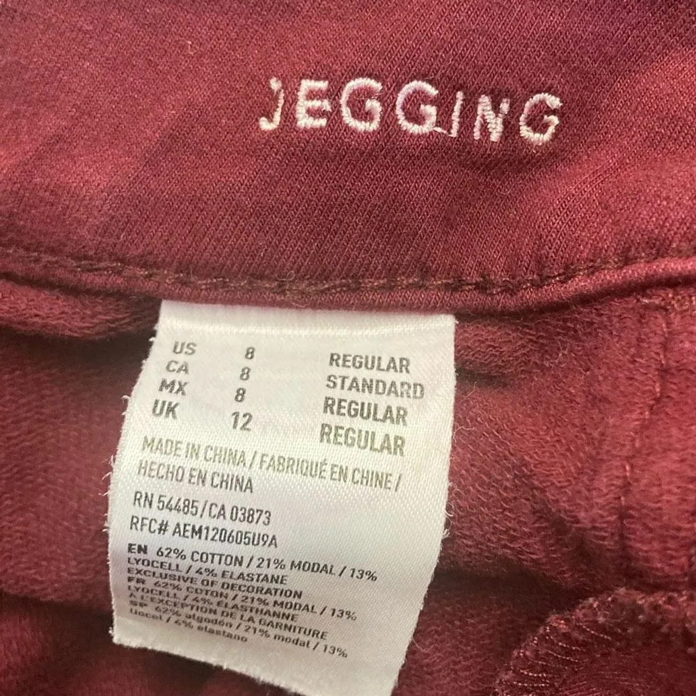 AMERICAN EAGLE‎ OUTFITTERS Jegging Jeans Super Stretch Size 8 Wine - Image 7