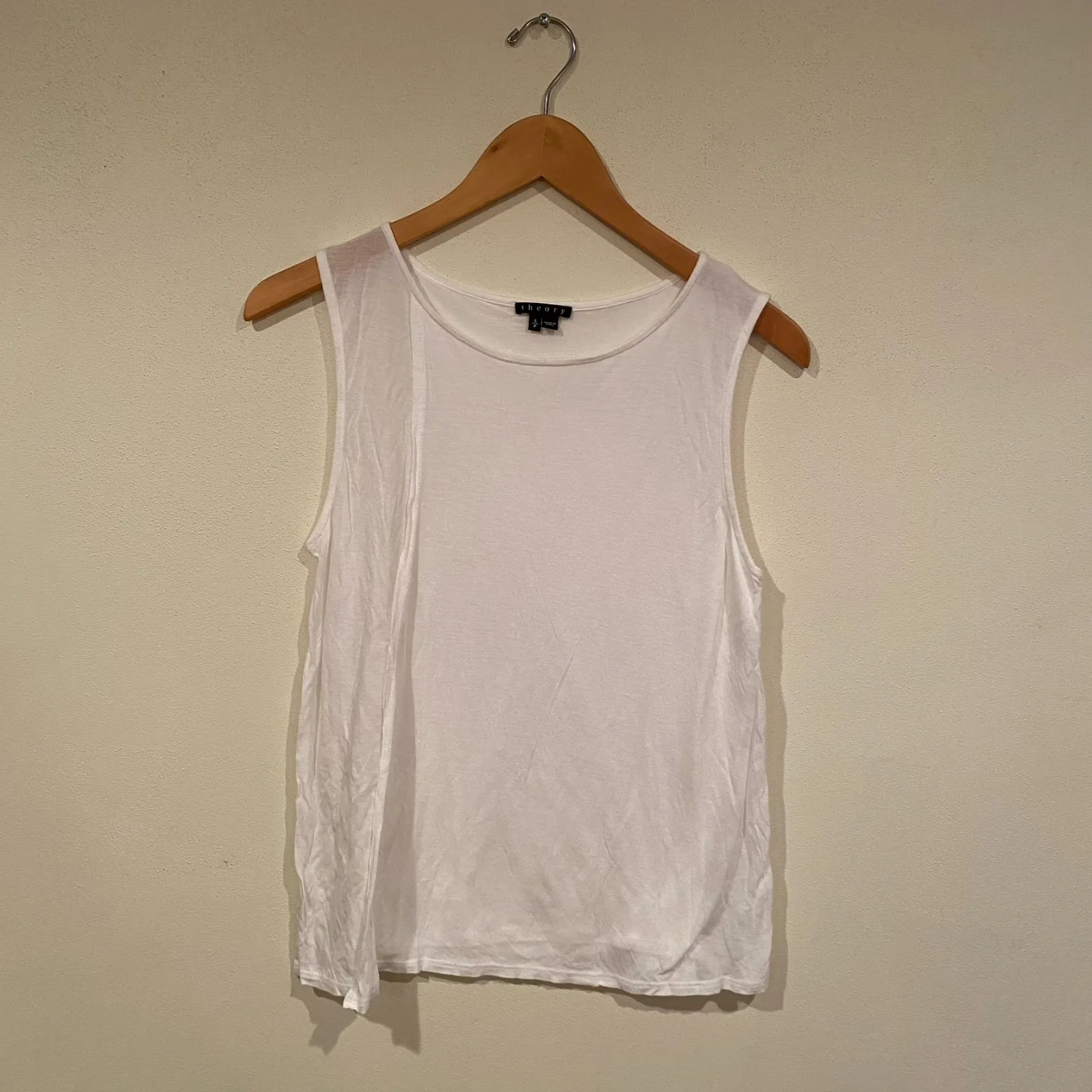 Theory Medina‎ Modal Tank Size S White Layered Revolve - Image 2