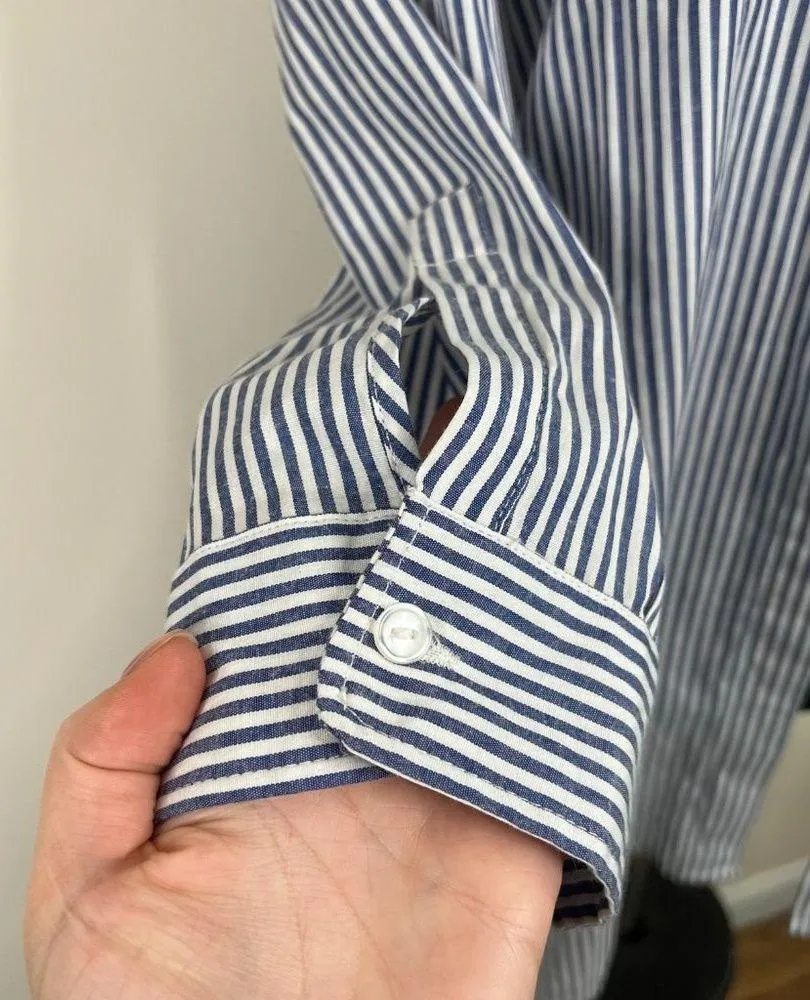 Modavanti Embroidered Floral Bird Nautical Striped Button Down Blouse Size L - Image 3