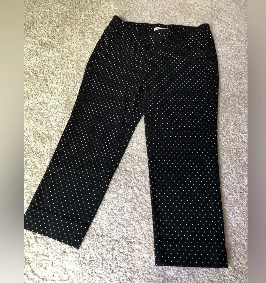 White House Black Market Women sz 10 Polka Dot Slim Ankle Pants cropped pull-up - Image 3