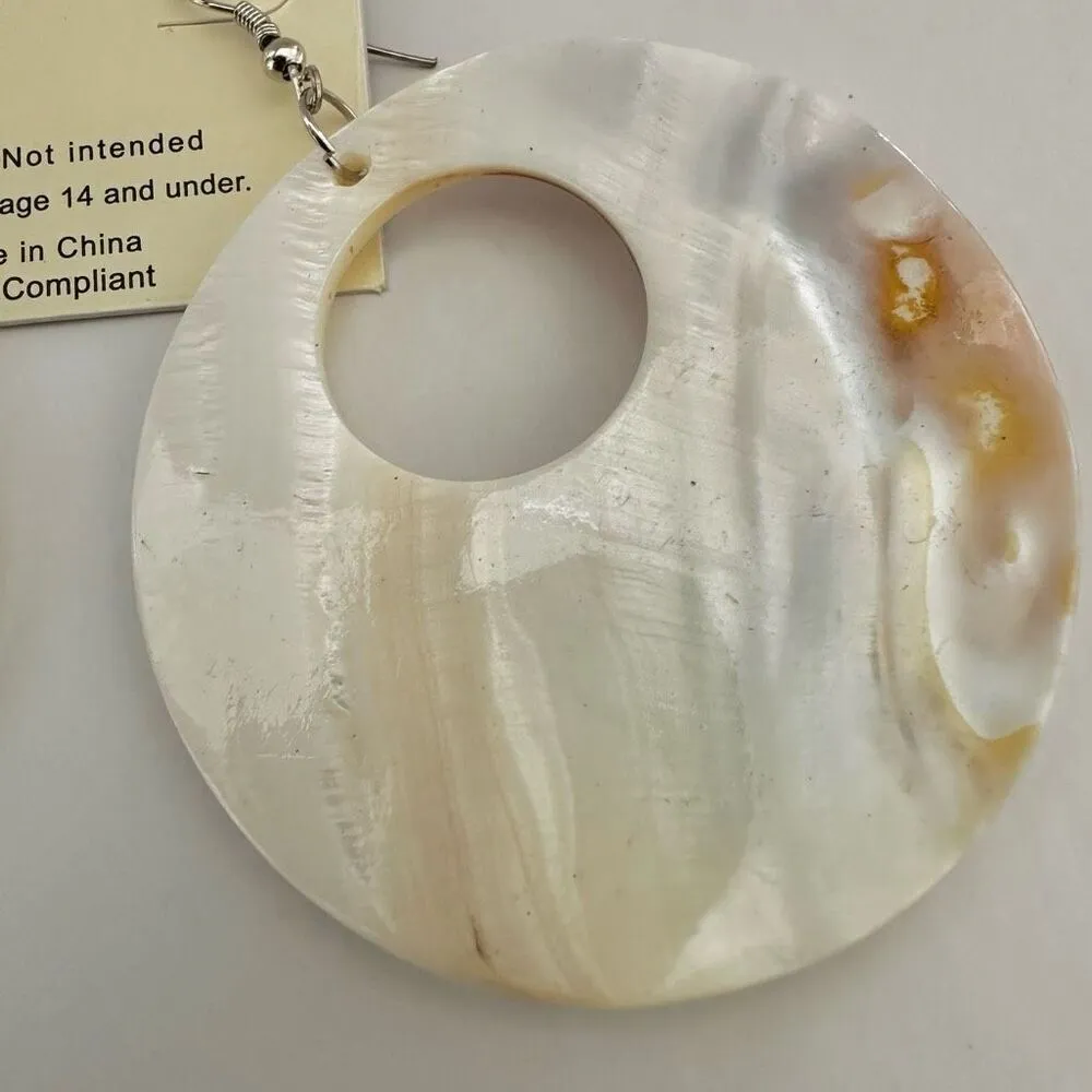 Mar Y Sol large circle abalone drop earrings - Image 9