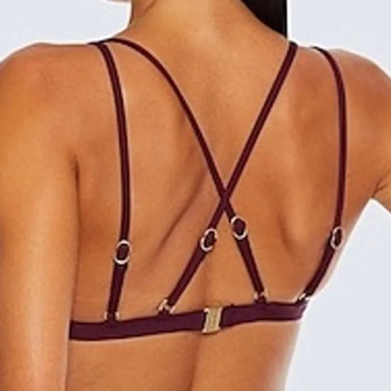 JETS AUSTRALIA BY JESSIKA ALLEN Luscious Jacquard Plum Padded Bikini Top US 10 Purple - Image 5