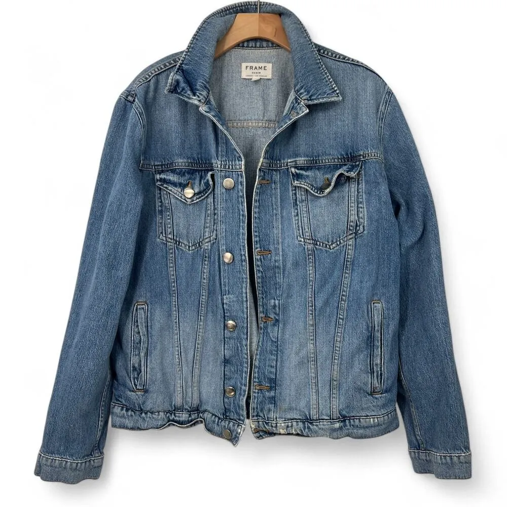 FRAME Denim | L | Women's 100% Cotton Blue Jean Jacket in Canyon Cove - Image 2