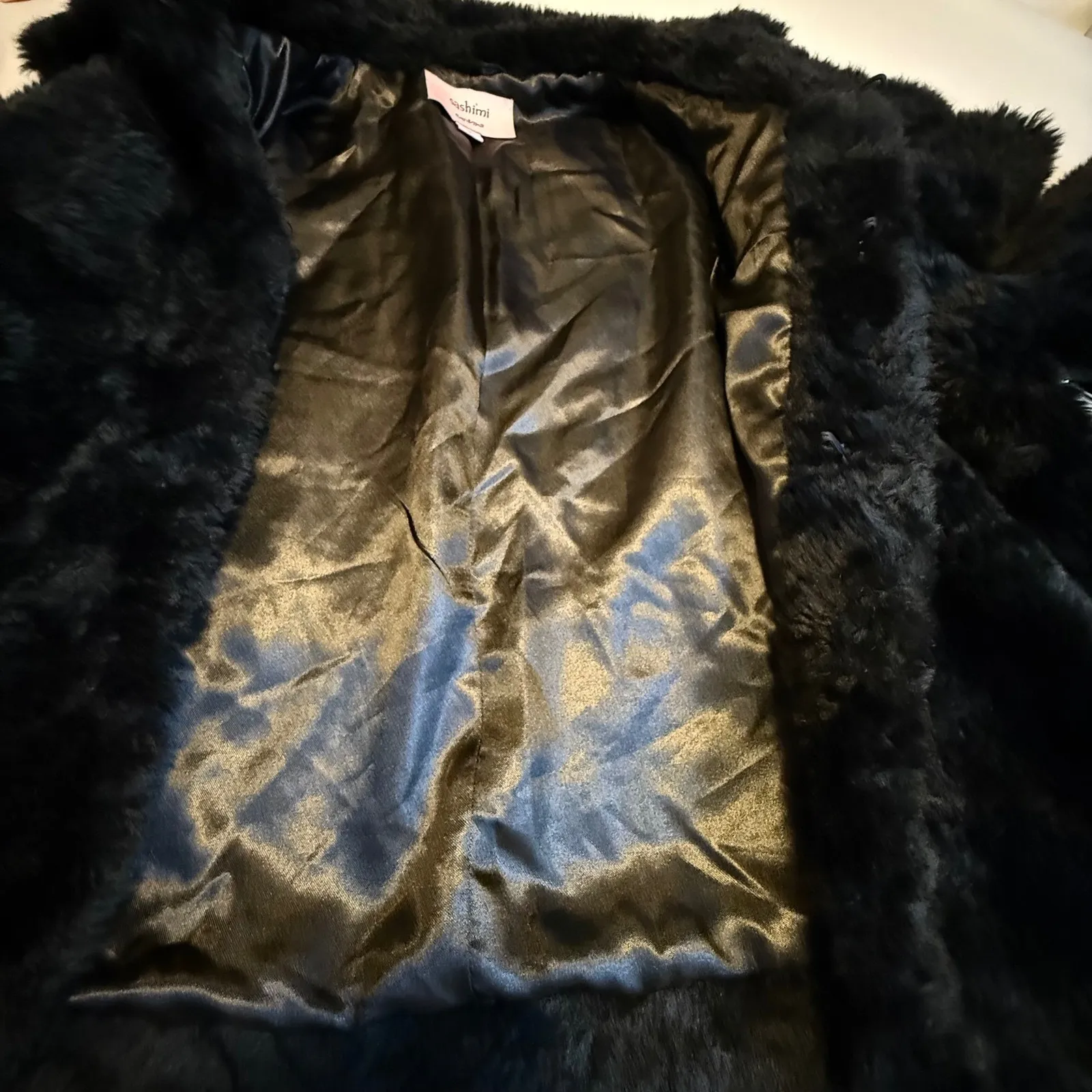 Sashimi Black Faux Fur Cropped Jacket Chic Bolero Coat 3/4 Sleeve Trendy Small # - Image 6