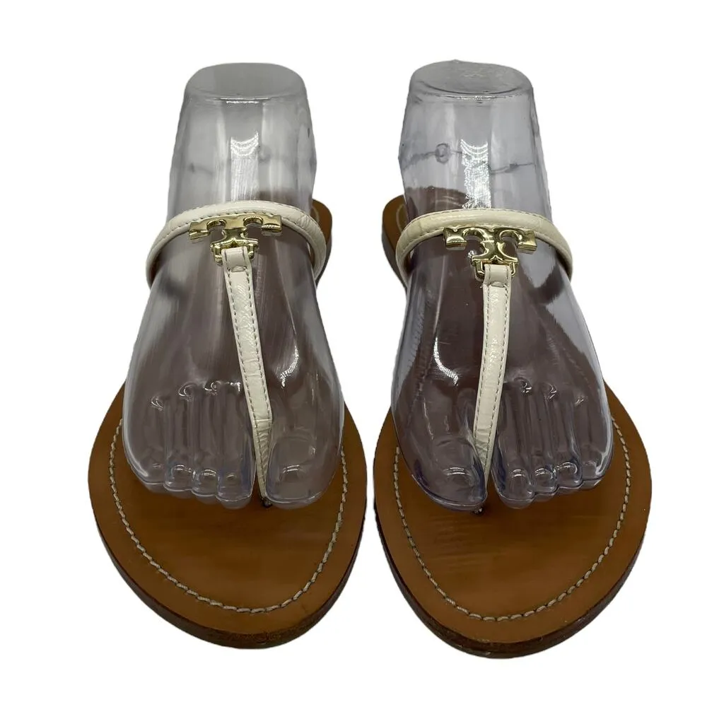 Tory Burch 'T' Logo Leather Thong Sandal - White - 9 - Image 3