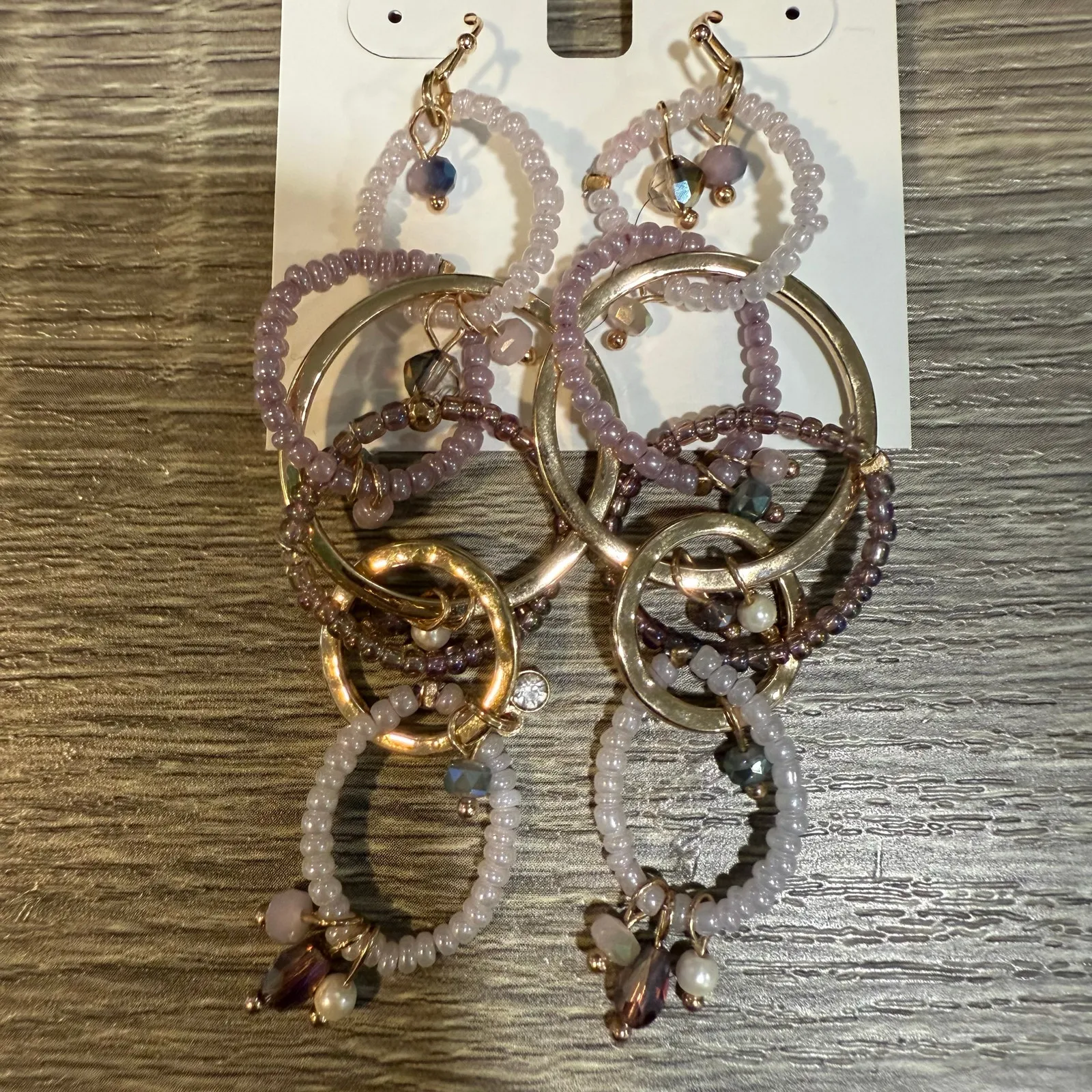 Style & Co. Purple Bead Links Earrings NWT - Image 3