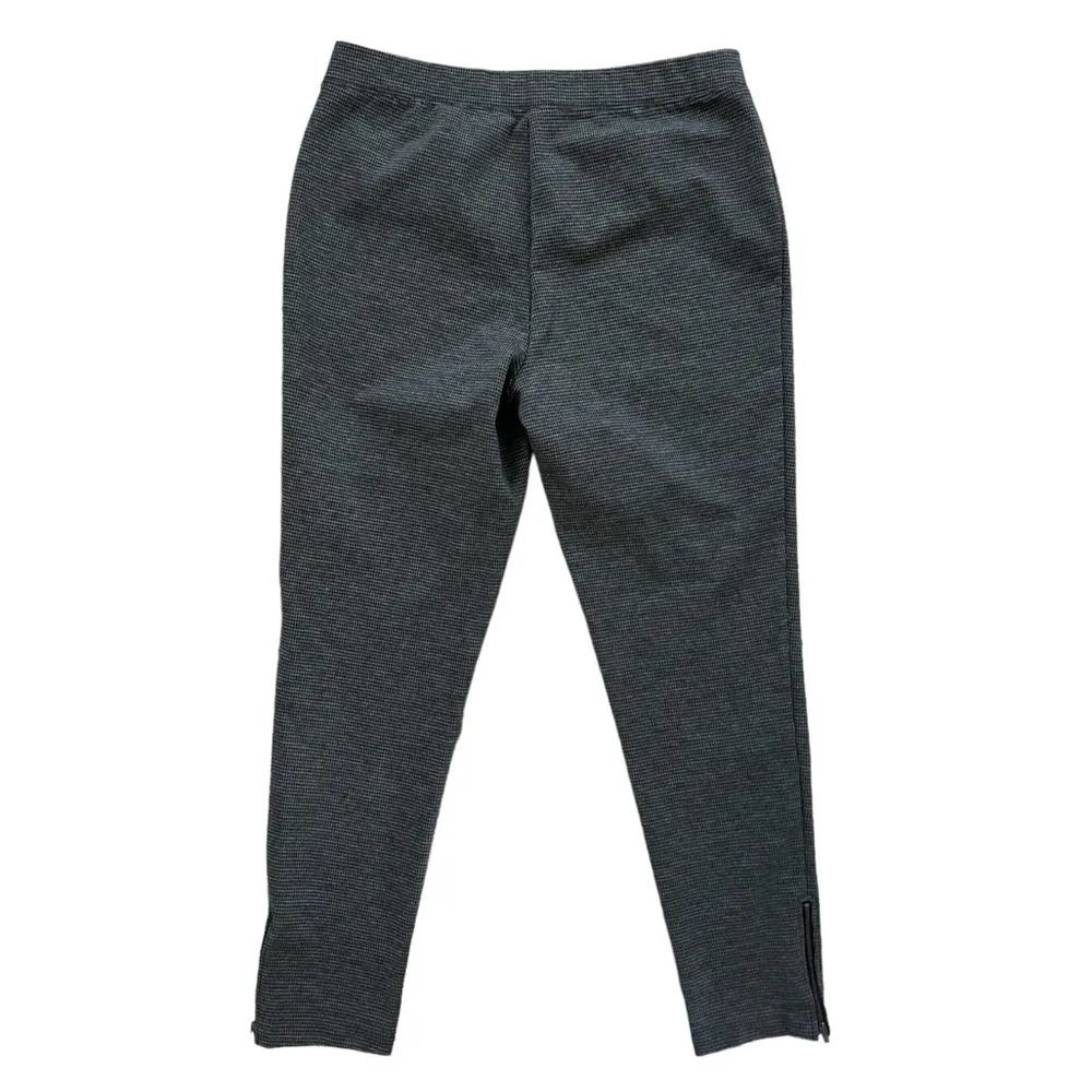 Talbots Ponte Knit Pull On Zip Hem Pants | Grey Houndstooth | Large - Image 4