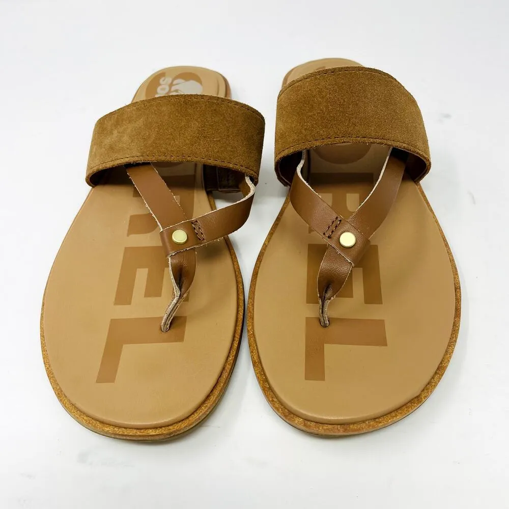 Sorel Tan Leather Slip-On Thong Sandals 9.5 LL6037-242 - Image 3