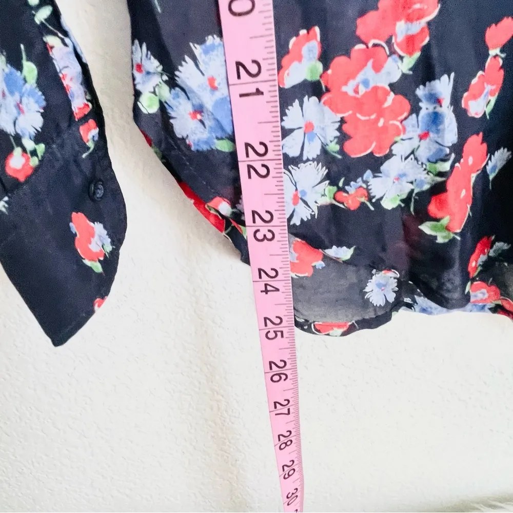 LAUREN by Ralph Lauren button down floral top with collar long sleeve - Image 6