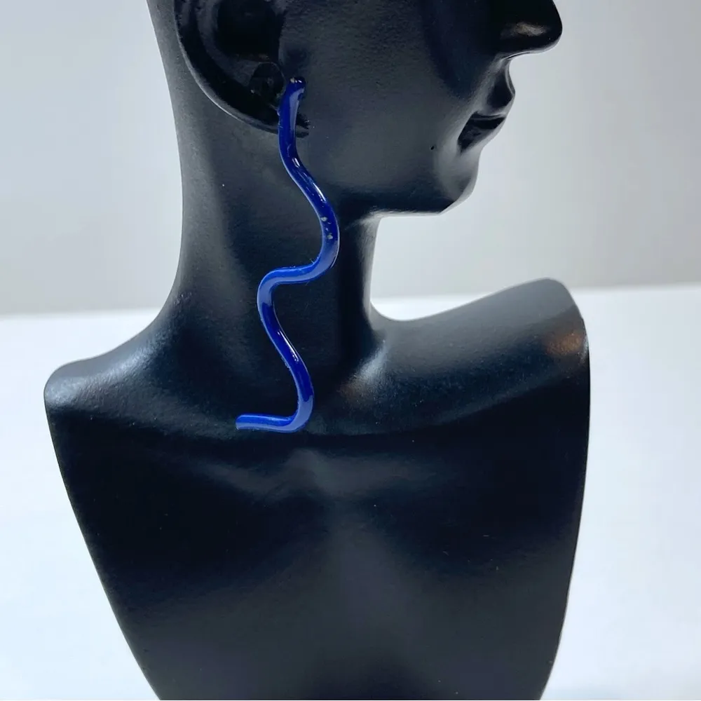 90s enamel geometric earring set by Ardéne collection Blue - Image 5