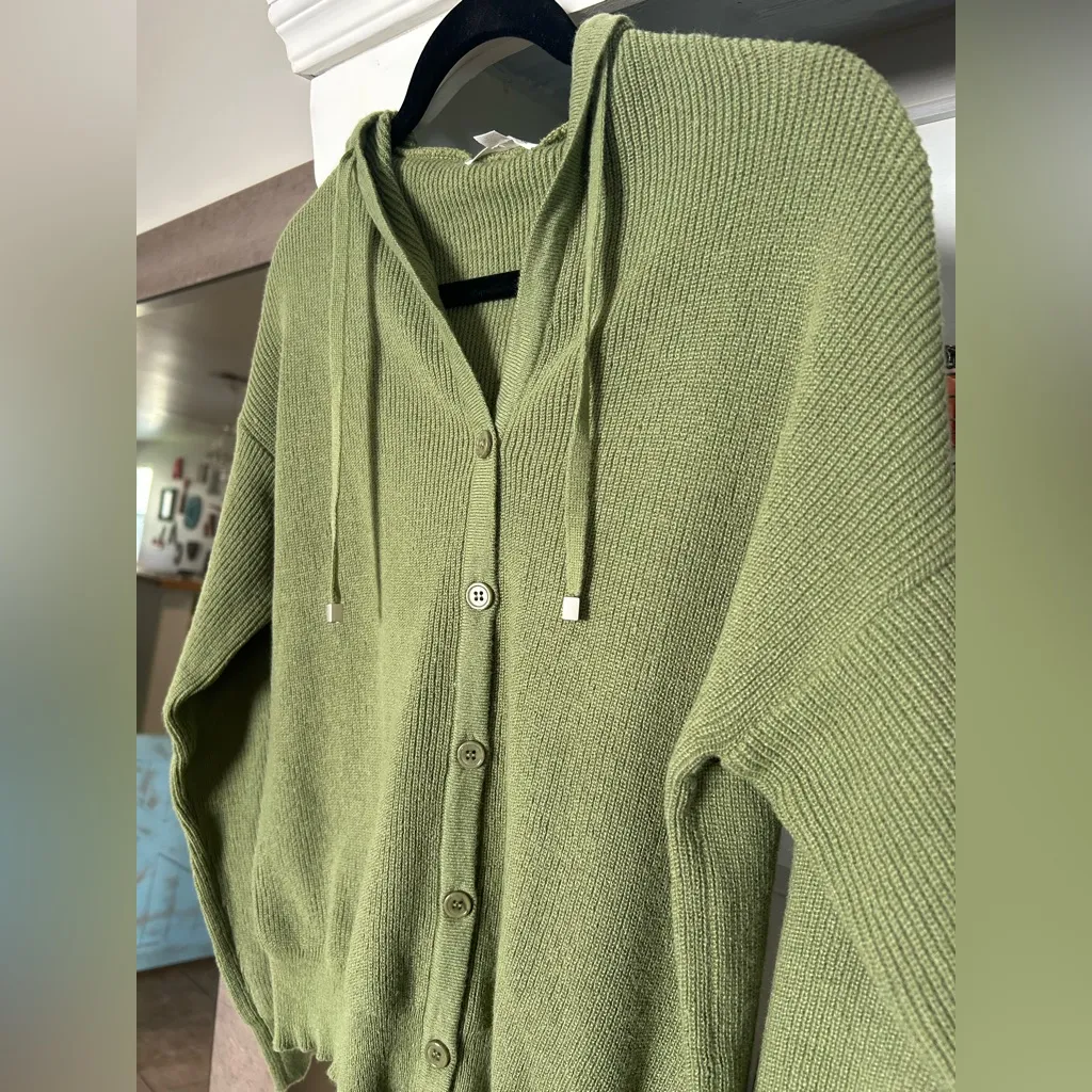 Heimish Olive Green Hooded Cardigan Sweater S/M Size undefined - Image 2