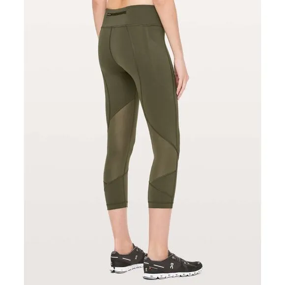 Lululemon Pace‎ Rival Crop Full-On Luxtreme 22" Dark Olive Legging Size 6 - Image 4