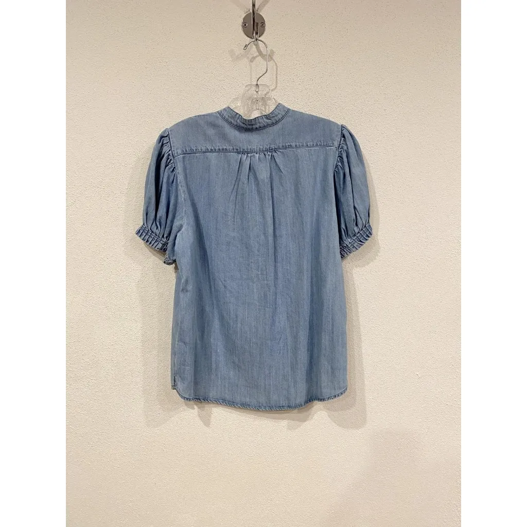 Frame Chambray Puff Sleeve Button Up Shirt Womens Small Denim Short Sle LWSh1926 - Image 5