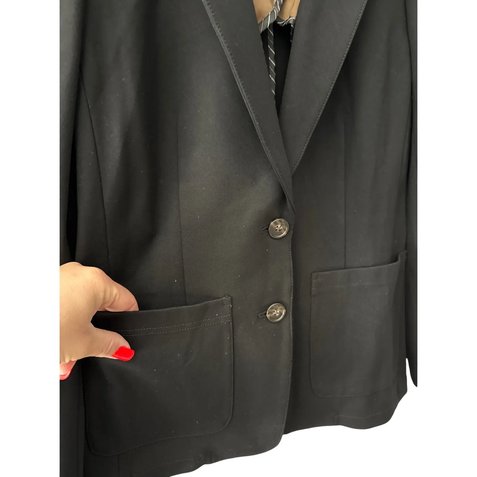 J. Crew Patrick Patch Pocket Italian Fabric Luxe Ponte Blazer Black Size 4 - Image 11